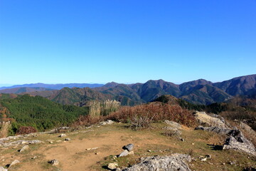 高室山を囲む山々の秋の風景