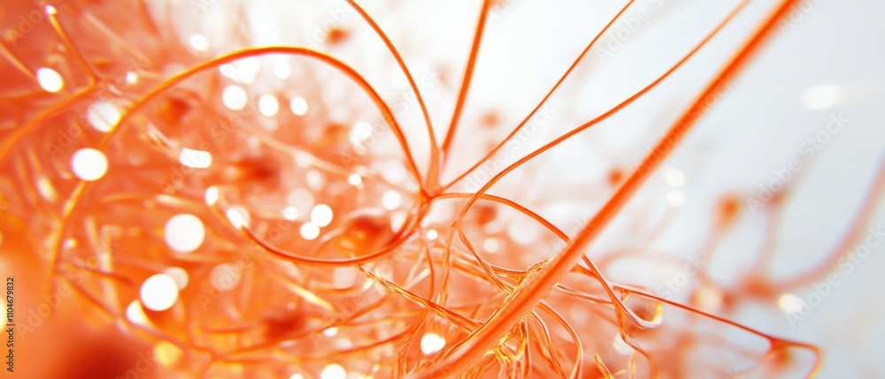 Poster abstract close-up of glowing orange fibers with a soft background