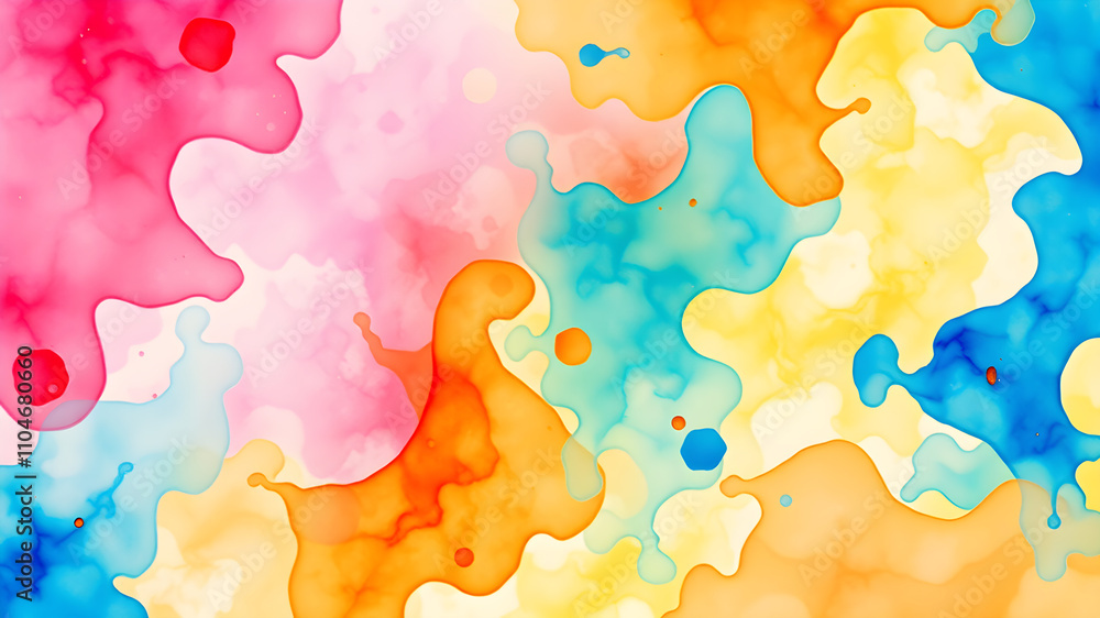 Poster abstract watercolor splashes blending seamlessly into one another, creating a fluid and dreamy effec