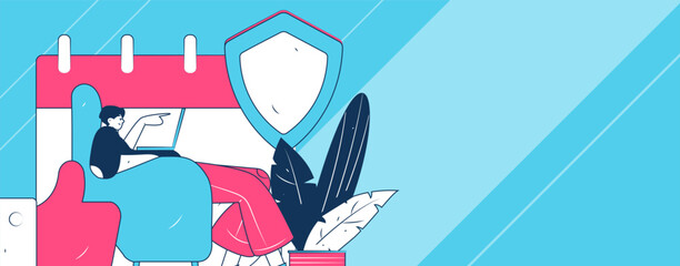 Business network security character flat vector concept operation hand drawn illustration
