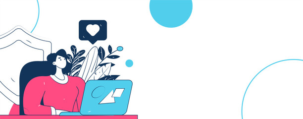 Business network security character flat vector concept operation hand drawn illustration
