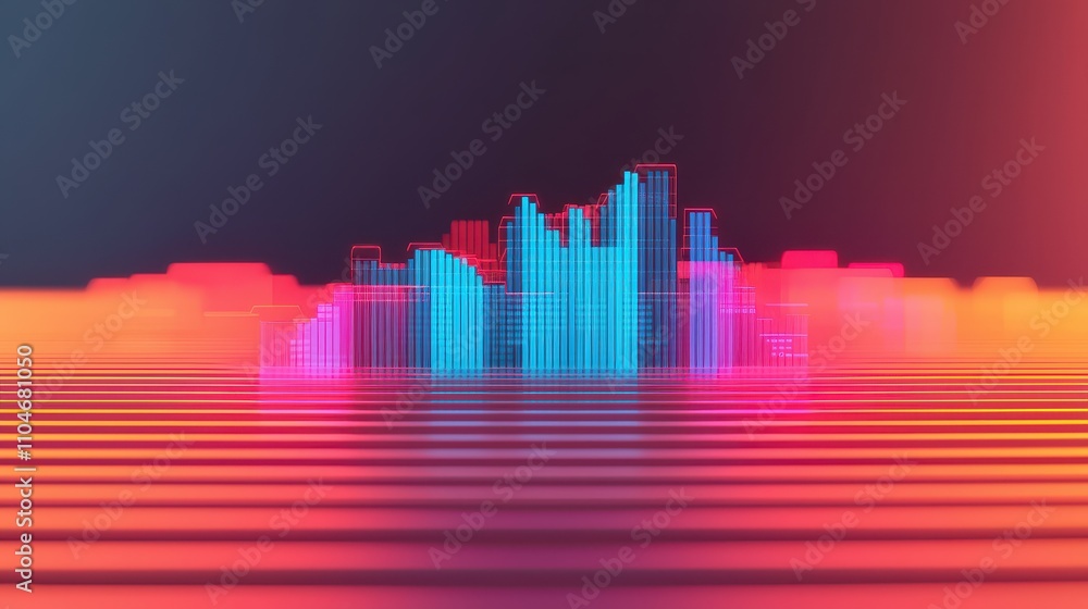 Aufkleber vibrant audio visualization with neon colors and waveform patterns