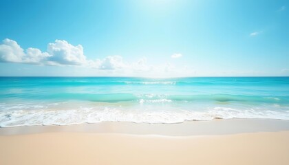 Obraz premium Calm ocean waves lapping at the shore on a sunny day with blue skies
