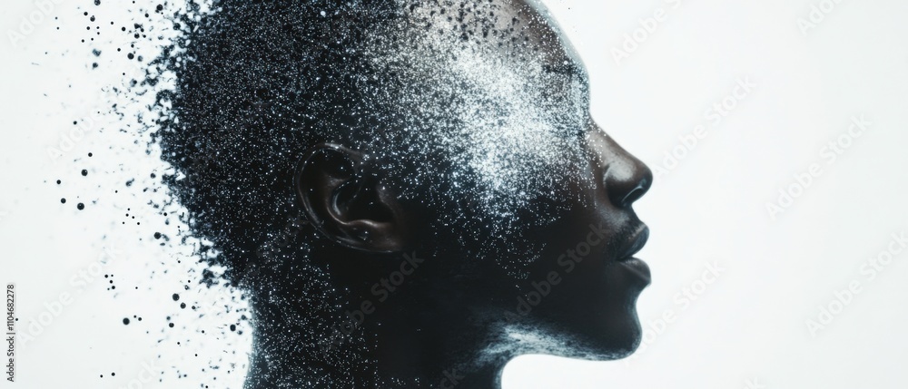 Poster abstract representation of identity and transformation through artistic expression