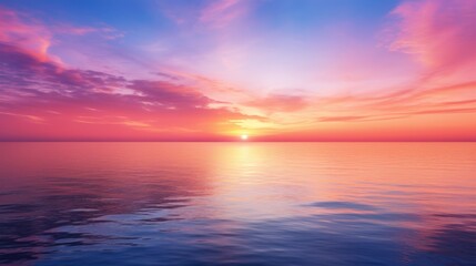 Fototapeta premium serene sunset over calm waters with vibrant colors
