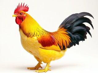 Fototapeta premium vibrant rooster with colorful plumage standing proudly