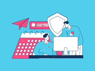 Business network security character flat vector concept operation hand drawn illustration
