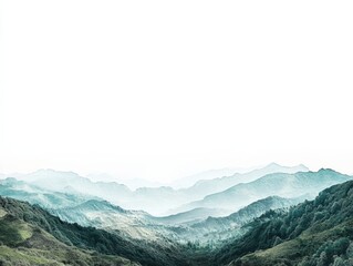 Fototapeta premium serene mountain landscape with misty valleys and soft light