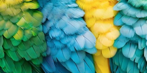 Obraz premium Vibrant Parrot Feathers Close-Up Texture
