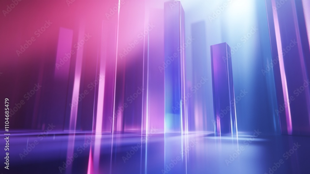 Poster vibrant abstract scene with colorful light and vertical structures