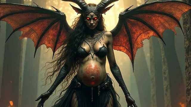 Lamashtu is a demoness who preys on infants and pregnant women, often depicted as a malevolent force of disease and harm.