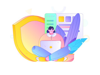 Business network security character flat vector concept operation hand drawn illustration
