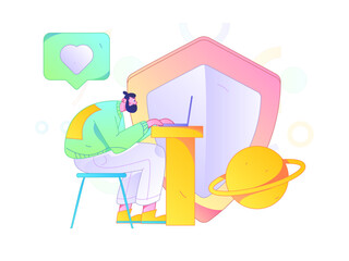 Business network security character flat vector concept operation hand drawn illustration
