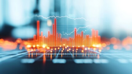 Vibrant Data Visualization with Colorful Graph and Digital Elements