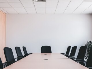 modern conference room with empty chairs and a large table