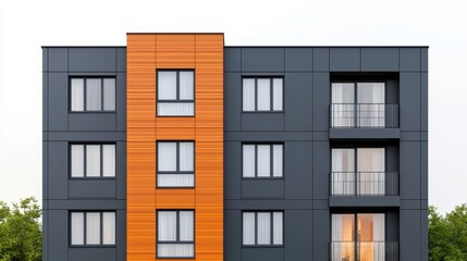 Naklejka premium Modern Apartment Building with Colorful Facade and Windows