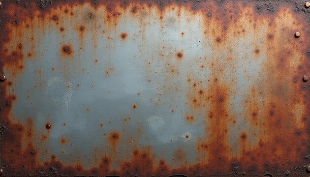 Rusty metal surface with blue spots