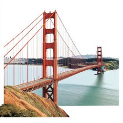 Fototapeta premium iconic suspension bridge spanning a bay with scenic views