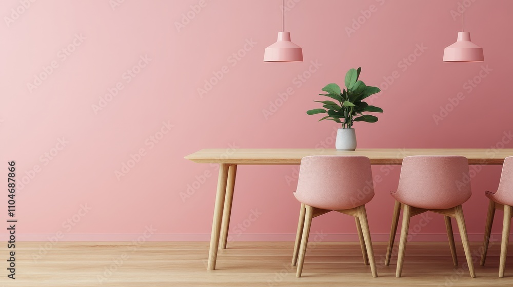 Poster elegant minimalist dining table setup in soft colors