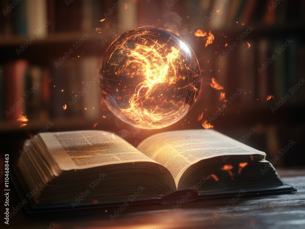 Poster an open book with a glowing orb above it, symbolizing knowledge and discovery