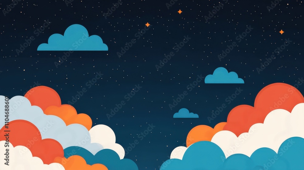 Poster dreamy vector clouds on a celestial background