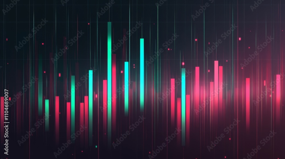 Poster abstract digital sound waves with vibrant colors and dynamic lines
