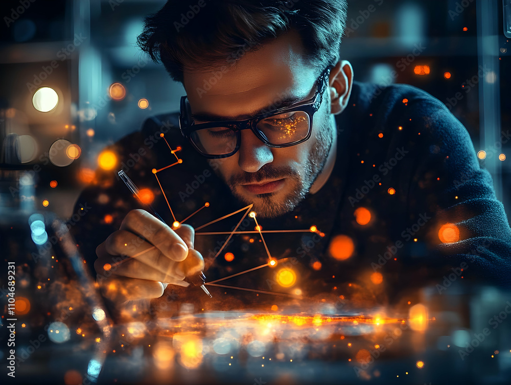 Poster A focused individual analyzing data and creating visualizations in a digital workspace.