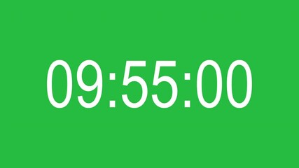 10 minutes countdown timer with milliseconds on green screen