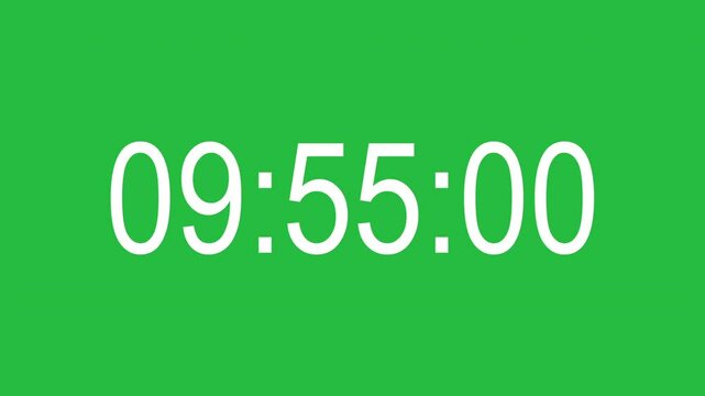10 minutes countdown timer with milliseconds on green screen