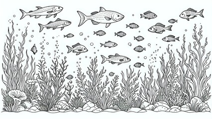 Black and white fishs background