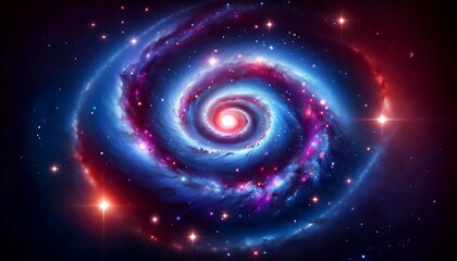Fototapeta premium A vibrant spiral galaxy swirls in cosmic space