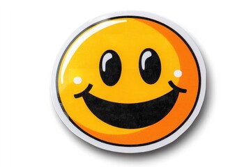 Fototapeta premium Happy sticker in excellent resolution, isolated on a white backdrop. Generative Ai