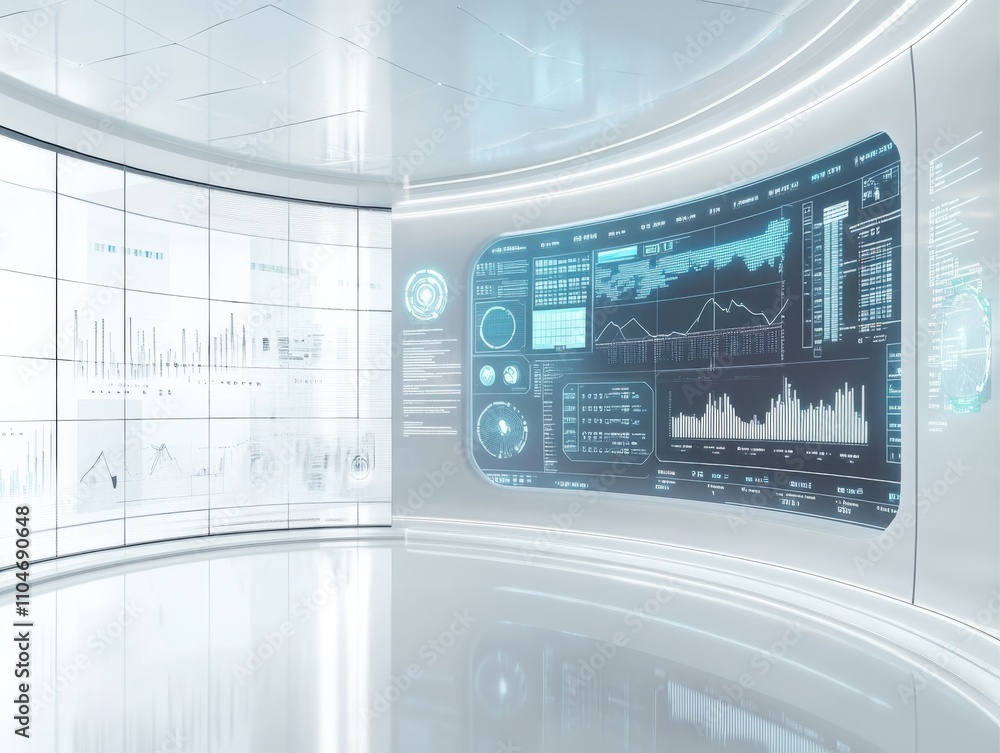 Poster modern data visualization in a futuristic workspace
