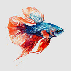 Fototapeta premium Colorful Abstract Illustration of a Vibrant Fish with Flowing Fins and Artistic Splash Effects for Creative and Artistic Projects