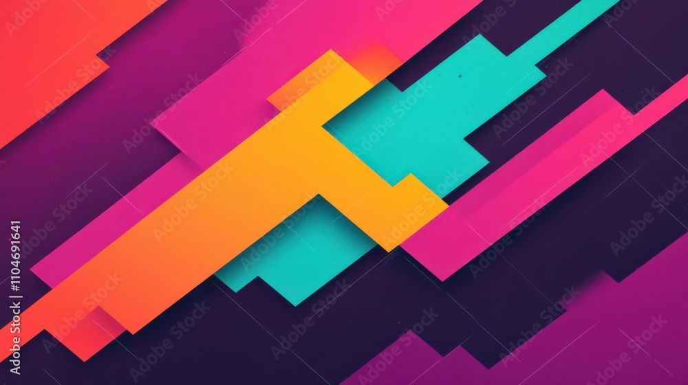 Poster abstract lightning bolt with colorful shapes
