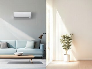 Fototapeta premium modern living room with air conditioning and natural light