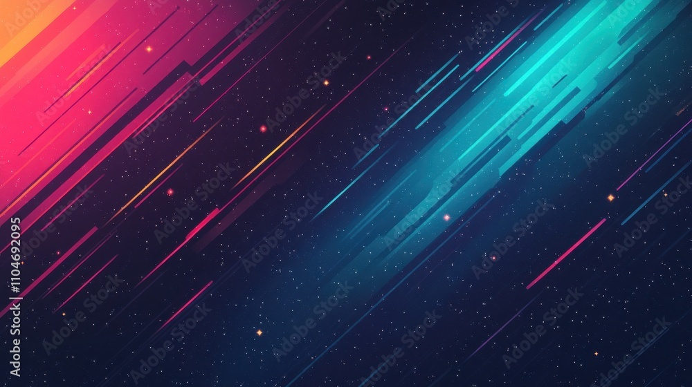 Poster vivid meteor shower dynamic vector scene