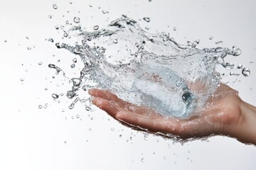 Fototapeta premium a hand catching a splash of water, symbolizing freshness and vitality