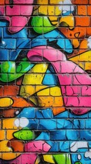 A vivid mix of abstract shapes and bold colors in street art.