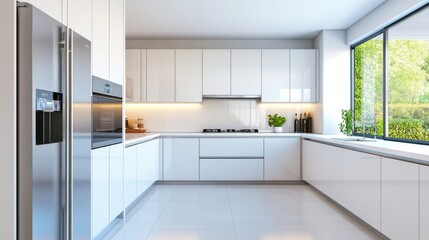 Fototapeta premium Sleek Modern Minimalist Kitchen Interior Design