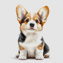 Adorable and Playful Corgi Puppy with Big Ears and Expressive Eyes, Perfect for Capturing the Joy and Innocence of Pets in Your Photography Collection