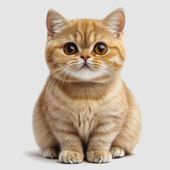 Adorable small ginger kitten with large expressive eyes sitting on a light background, showcasing its fluffy fur and curious personality, perfect for cat lovers and pet enthusiasts.