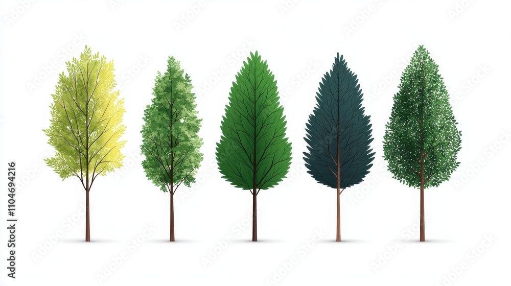 Poster Clean Vector Art of Planted Trees in Various Styles