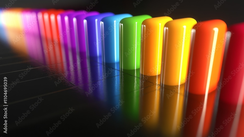 Poster Colorful Stacked Blocks Creating a Vibrant Spectrum of Light