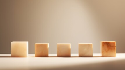 minimalist display of geometric shapes in soft lighting