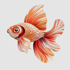 Fototapeta premium Colorful Goldfish with Flowing Fins and Detailed Scales, Showcasing Aquatic Beauty and Vibrant Marine Life in an Artistic Style