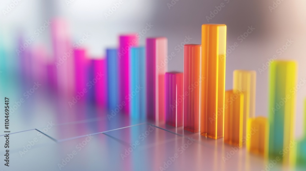 Poster colorful graph bars displaying data trends in modern design
