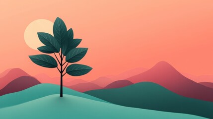 Serene Tree Scene in Soft Sunlight