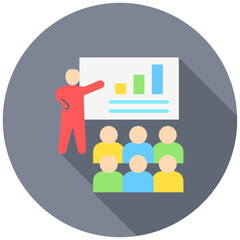 Training rounded flat color icon, use for UI, UX, app and web development, digital or print. for industry, education, business, financial, Human Resources theme.
