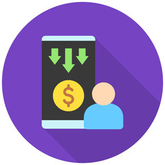Payroll rounded flat color icon, use for UI, UX, app and web development, digital or print. for industry, education, business, financial, Human Resources theme.